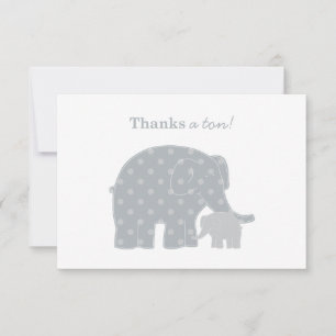Mother Baby Elephant Grey Dots Note Card