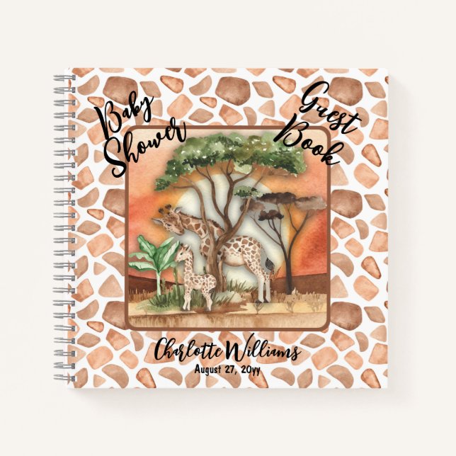 Mother| Baby Giraffe Safari Baby Shower Guest Book (Front)