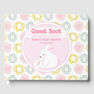 Mother & Baby Girl Bunny Baby Shower Guest Book