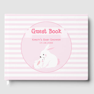 Mother & Baby Girl Bunny Baby Shower Guest Book