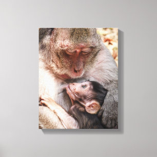 Mother & Baby Monkey Canvas Print