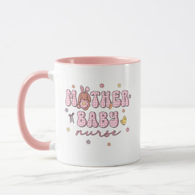 Mother Baby Nurse Easter Day MBU Easter Bunny Eggs Mug (Left)