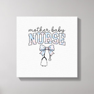 Mother Baby Nurse Floral Bow Shirt Design_1 Canvas Print