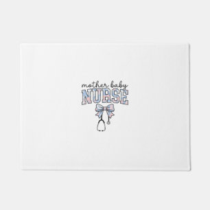 Mother Baby Nurse Floral Bow Shirt Design_1 Doormat