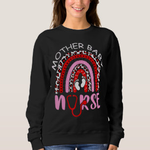 Mother Baby Nurse Rainbow Leopard Stethoscope Vale Sweatshirt
