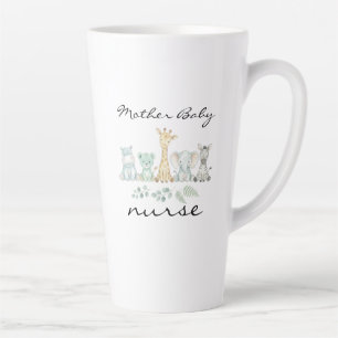 Mother Baby Nurse Safari Jungle Animal Nursery Latte Mug
