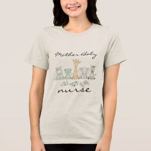 Mother Baby Nurse Safari Jungle Animal Nursery Tri-Blend Shirt