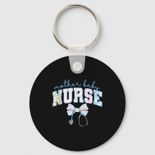 Mother Baby Nurse Team Coquette Blue Stethoscope B Key Ring