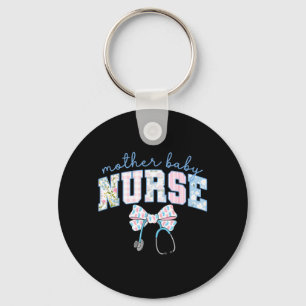 Mother Baby Nurse Team Coquette Blue Stethoscope Key Ring