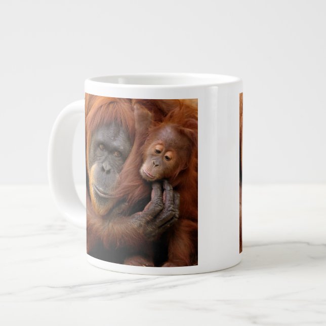 Mother & Baby Orangutan Large Coffee Mug (Front Left)
