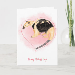 Mother & baby tamandua anteater Mother's Day card