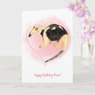 Mother & baby tamandua birthday card for mum