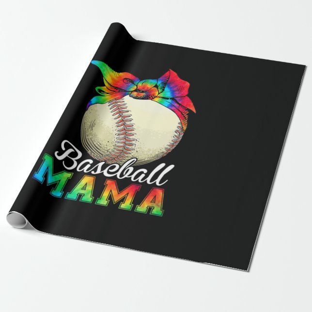 Mother Baseball Mama Birthday Wrapping Paper (Unrolled)