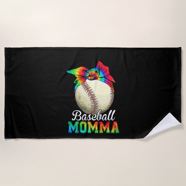 Mother Baseball Momma Birthday Beach Towel (Front)