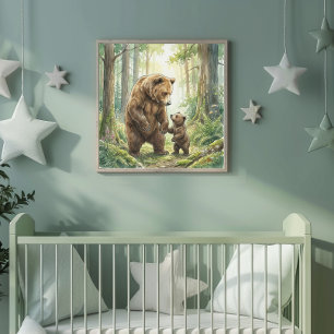 Mother Bear and Cub Nursery Poster