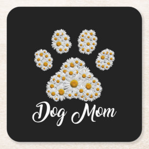 Mother Best Dog Mom Ever Birthday Square Paper Coaster