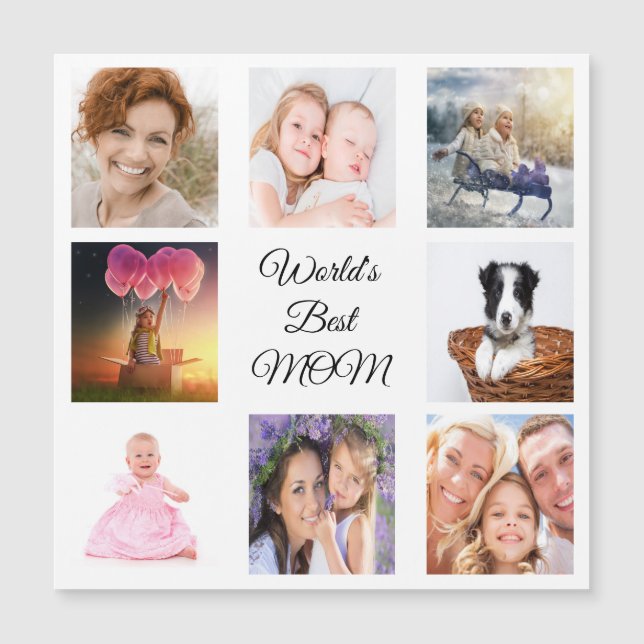 Mother best mum white photo collage magnet (Front)