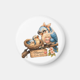Mother Bird Love – Baby Chicks in Nest Soft Aesthe Magnet