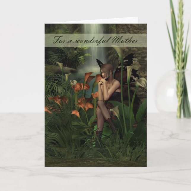 Mother Birthday Card fantasy woodland fairy (Front)