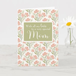 Mother Birthday Pink Flower Pattern  Card