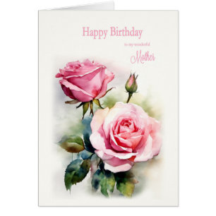 Mother Birthday Roses Painted Watercolor