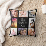 Mother black photo collage cushion<br><div class="desc">A gift for your mother celebrating her life with a collage of 8 photos.  White text: Best Mum Ever. Use photo of her,  children,  husband,  pets,  friends,  parents,  her dream travel destination. Black background. Perfect as a Mother's Day gift or for birthdays and Christmas.</div>
