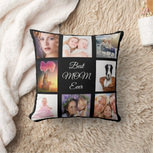 Mother black photo collage cushion