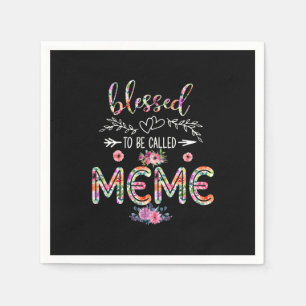 Mother Blessed To Be Called Mum And Meme Flower Napkin