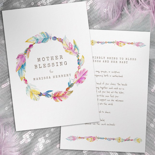 Mother Blessing information colourful bead feather Enclosure Card (Creator Uploaded)