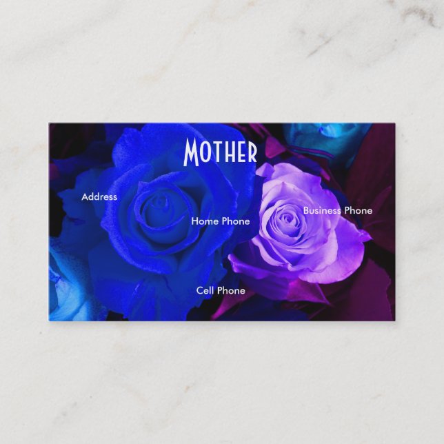 Mother Blue Purple Roses Profile Card (Front)