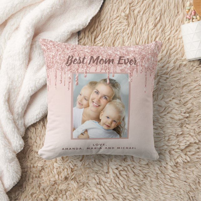 Mother blush pink glitter photo cushion (Blanket)