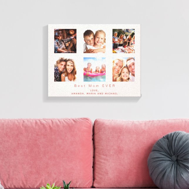 Mother blush rose gold photo family collage canvas print (Insitu(LivingRoom))