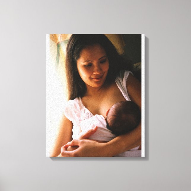 Mother breast feeding newborn canvas print (Front)
