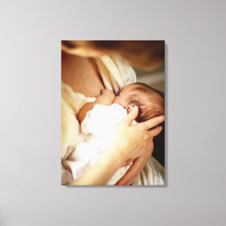 Mother breastfeeding baby girl (1-3 months) canvas print