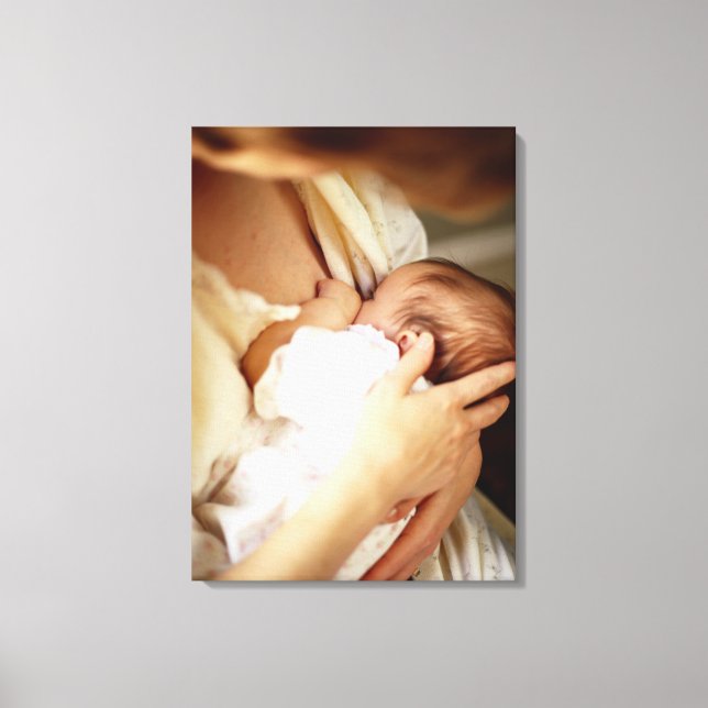 Mother breastfeeding baby girl (1-3 months) canvas print (Front)