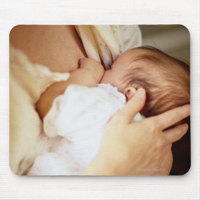 Mother breastfeeding baby girl (1-3 months) mouse pad (Front)