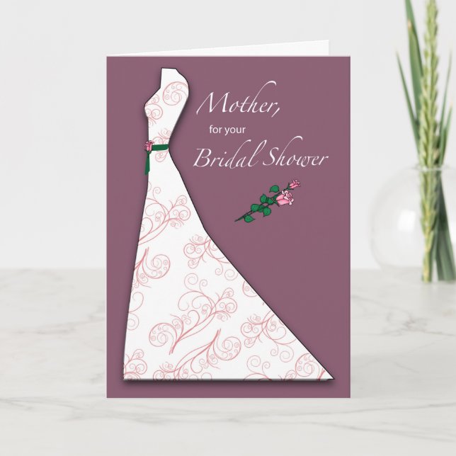 Mother, Bridal Shower Dress Silhouette Plum Invitation (Front)
