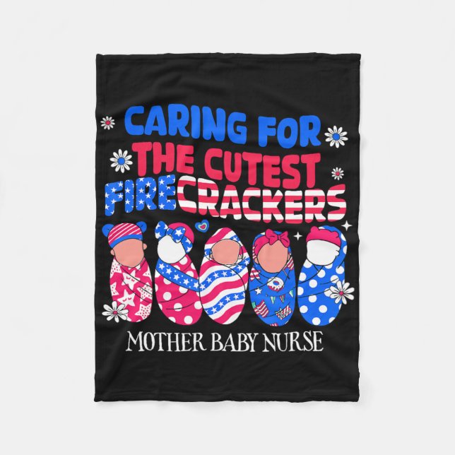 Mother Byby Nurse Patriotic Usa Flag American Inde Fleece Blanket (Front)
