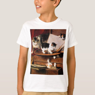 Mother Cat and Kittens on Table T-Shirt
