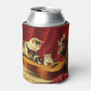 Mother Cat and Kittens Playing with Guitar Can Cooler