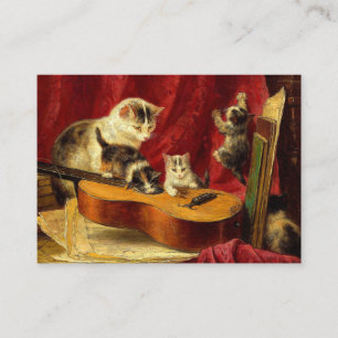 Mother Cat and Kittens Playing with Guitar Enclosure Card