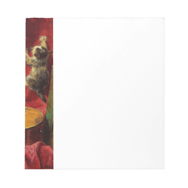 Mother Cat and Kittens Playing with Guitar Notepad (Front)