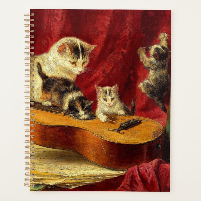 Mother Cat and Kittens Playing with Guitar Planner (Front)