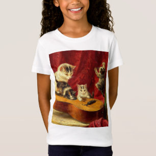 Mother Cat and Kittens Playing with Guitar T-Shirt