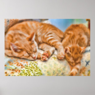 MOTHER CAT KITTEN NAP POSTER
