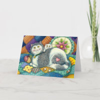 MOTHER CAT & KITTEN, PATCHWORK QUILTS, PINCUSHION