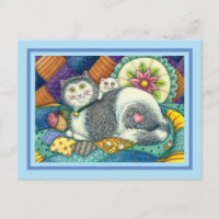 MOTHER CAT & KITTEN, PATCHWORK QUILTS, PINCUSHION