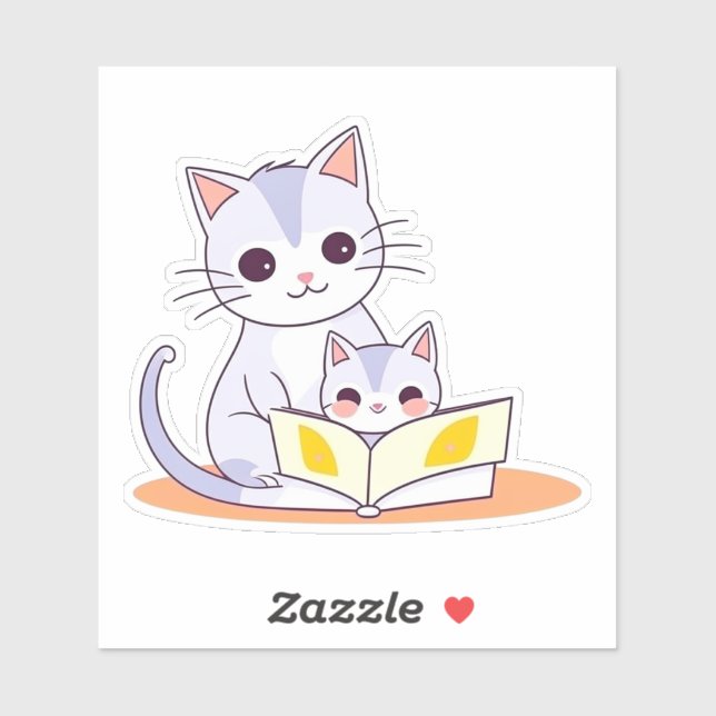 Mother Cat Reading to Her Kitten (Sheet)