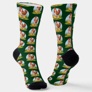 mother chicken and little yellow chicks socks