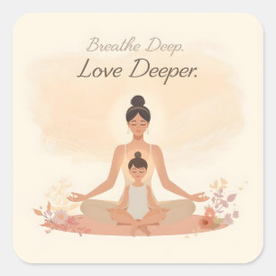 Mother & Child Meditation Serenity Art Square Sticker